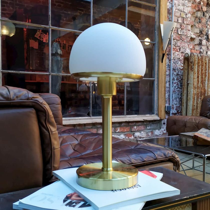 Lampe chevet laiton verre dépoli