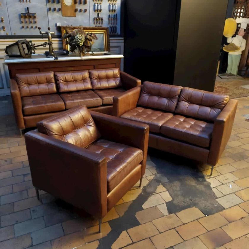 3 fauteuils cuir style knoll