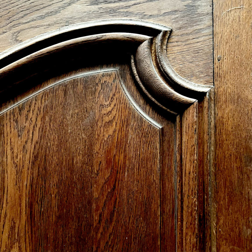 Double porte louis xv en chêne, une face bois brûlé back zoom