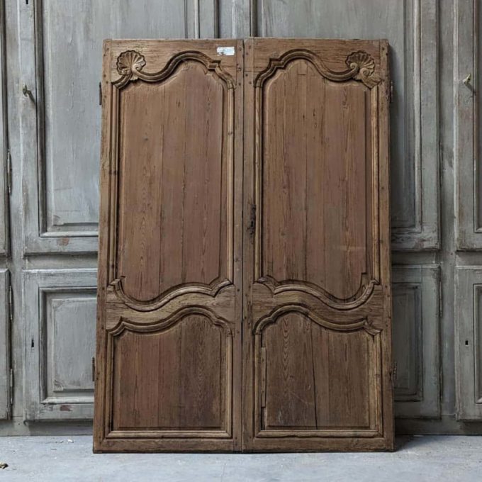 Double porte de placard en sapin style Louis XV 17x164cm