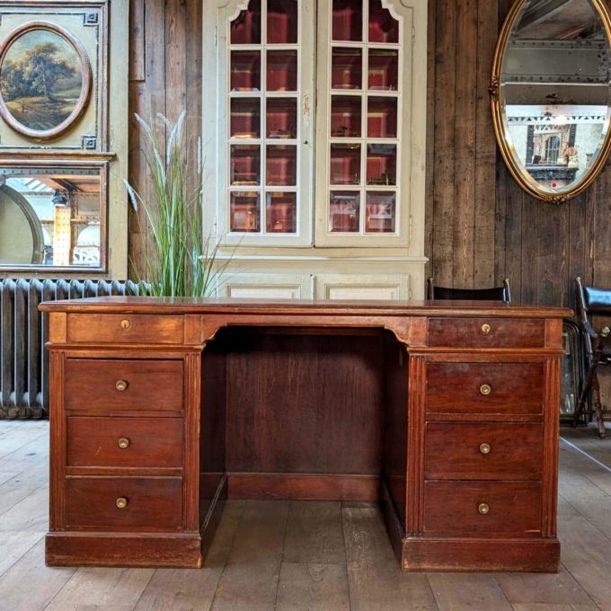 Bureau avec dessus en cuir front