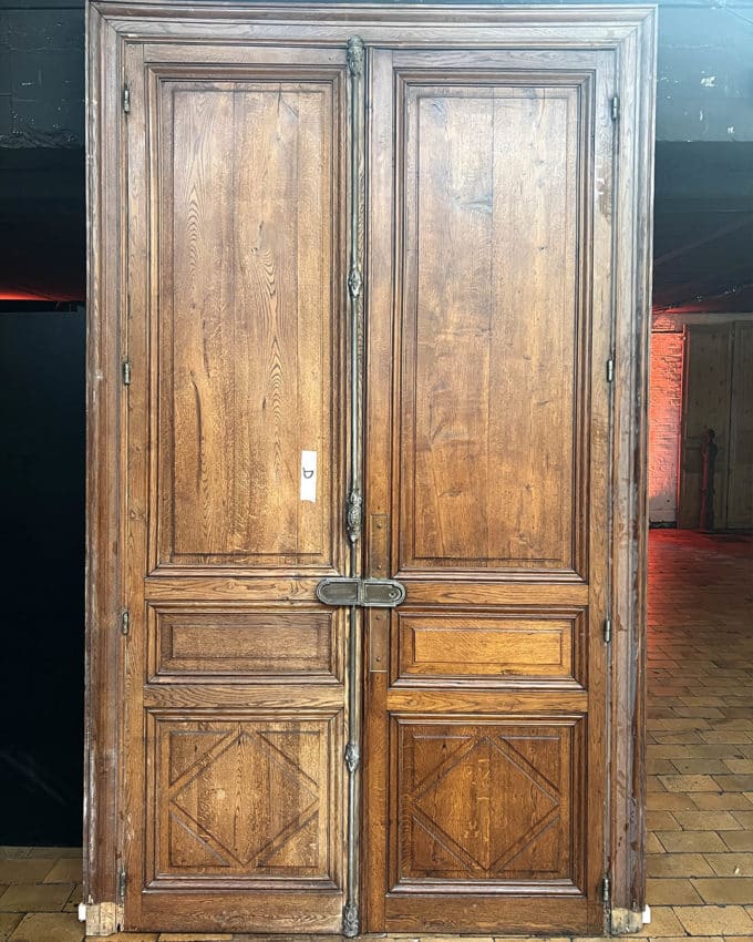 Double porte avec bâti enb chêne 175,5x290 cm