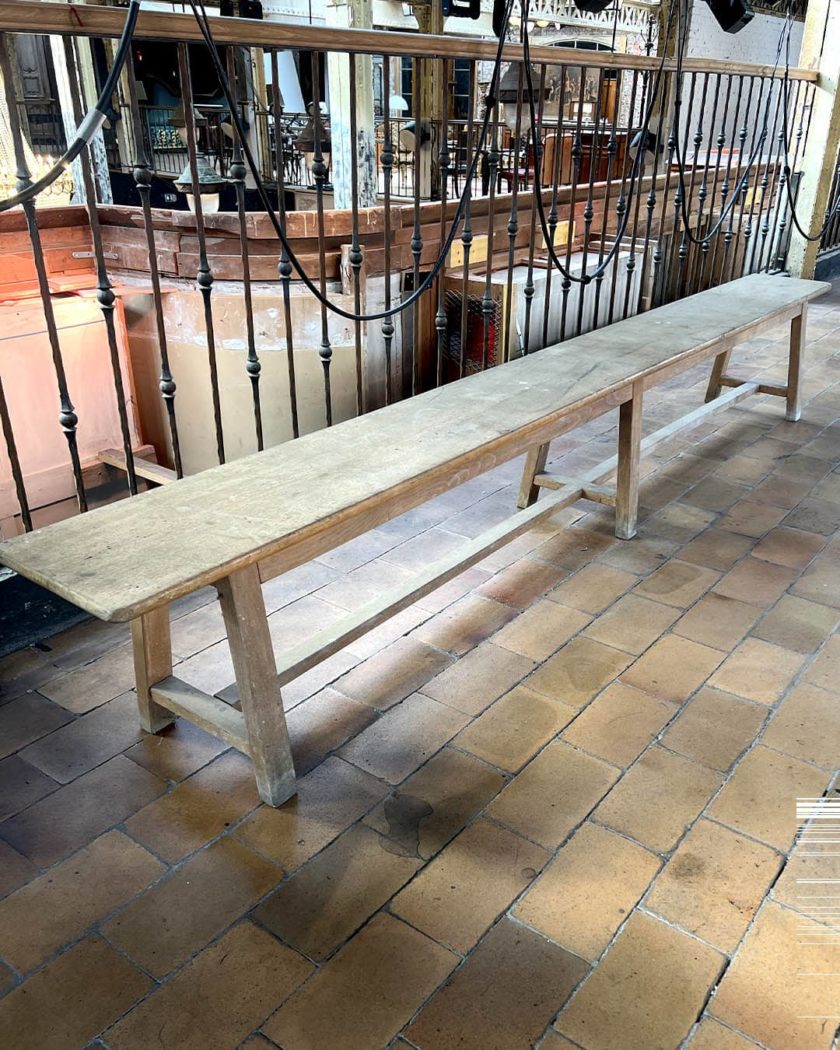 Grand banc en bois naturel de 3m